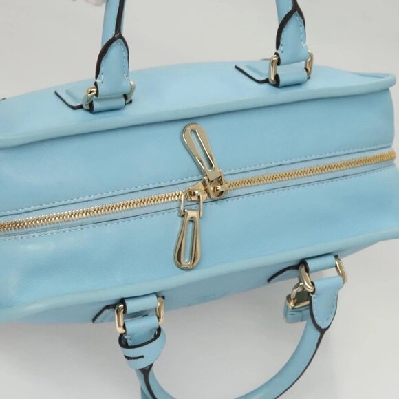 LOEWE Anagram Amazona 28 Hand Bag Leather Light Blue Gold - Picture 6 of 16